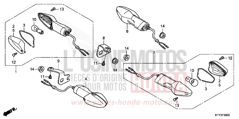WINKER for CBR125R ASTEROID BLACK METALLIC (NHA35) from 2012