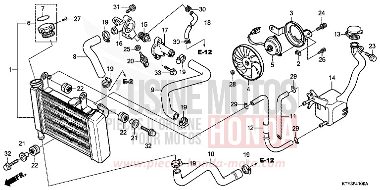 RADIATOR for CBR125R ASTEROID BLACK METALLIC (NHA35) from 2012