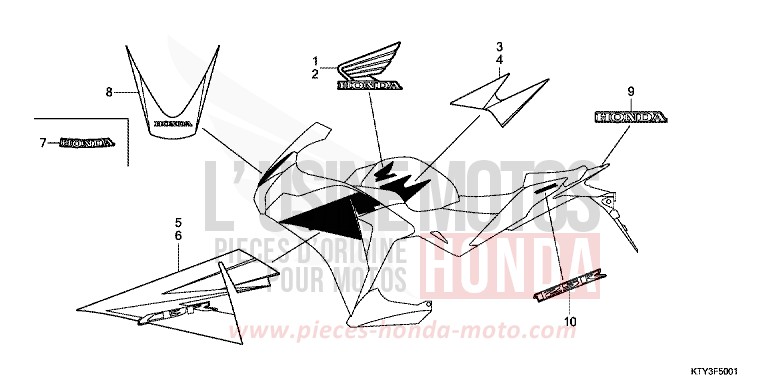 MARK/STRIPE (2) for CBR125R ASTEROID BLACK METALLIC (NHA35) from 2012