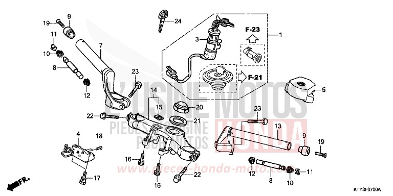 HANDLE PIPE/TOP BRIDGE for CBR125R MILLENNIUM RED (R263) from 2013