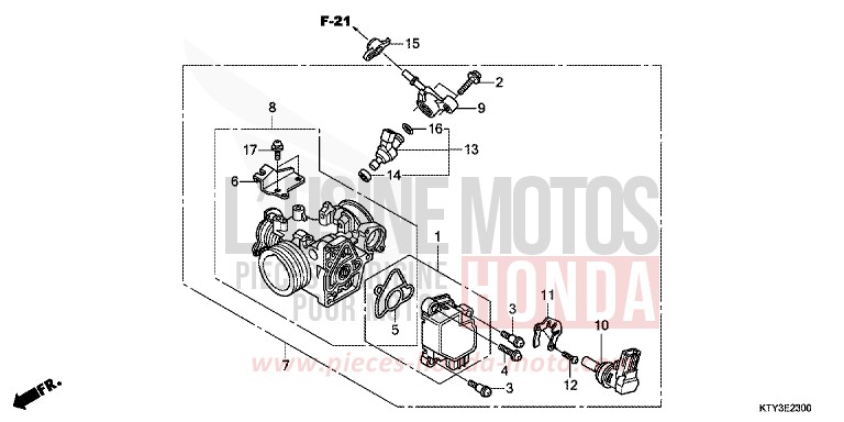 THROTTLE BODY for CBR125R ROSS WHITE (NH196) from 2012