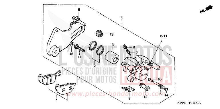 REAR BRAKE CALIPER for CBR125R CANDY ENERGY ORANGE (YR249) from 2006