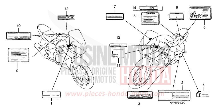 CAUTION LABEL (CBR125R/RS/RW5/RW6/RW8) for CBR125R MILLENNIUM RED (R263) from 2006