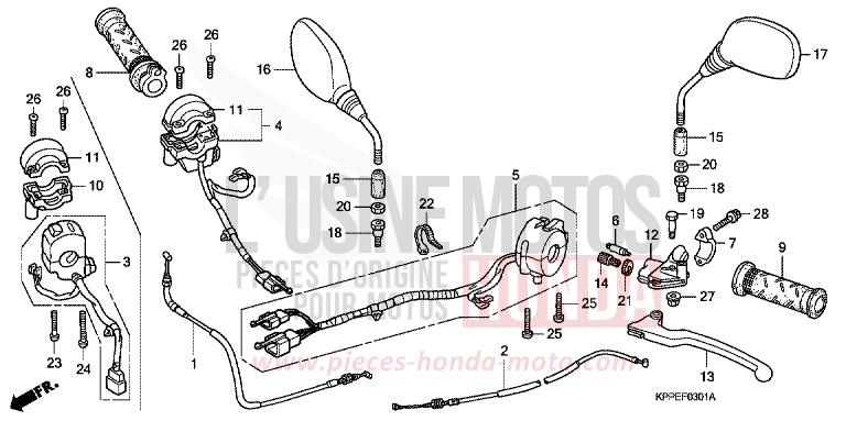 HANDLE LEVER/SWITCH/CABLE (CBR125RW7/RW9/RWA) for CBR125R CANDY TAHITIAN BLUE (PB215X) from 2007