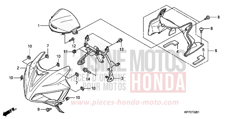UPPER COWL (CBR125RW7/RW9/RWA) for CBR125R GRAPHITE BLACK (NHB01D) from 2007
