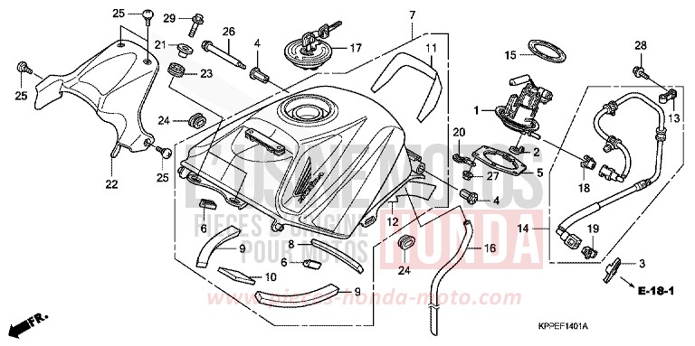 FUEL TANK (CBR125RW7/RW9/RWA) for CBR125R MILLENNIUM RED (R263B) from 2007