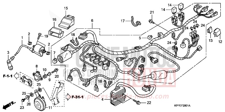 WIRE HARNESS (CBR125RW7/RW9/RWA) for CBR125R MILLENNIUM RED (R263B) from 2007