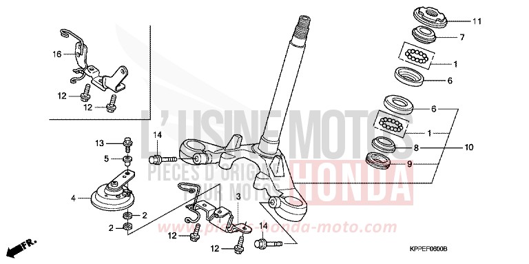 STEERING STEM for CBR125R ROSS WHITE (NH196B) from 2007