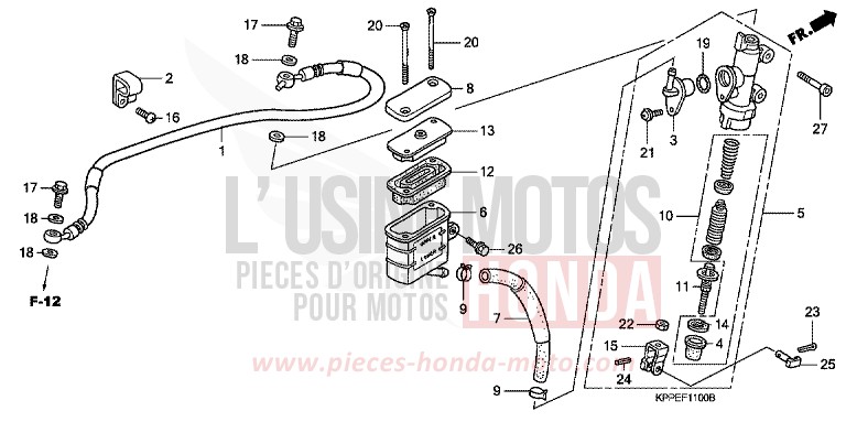 RR. BRAKE MASTER CYLINDER for CBR125R ROSS WHITE (NH196B) from 2007