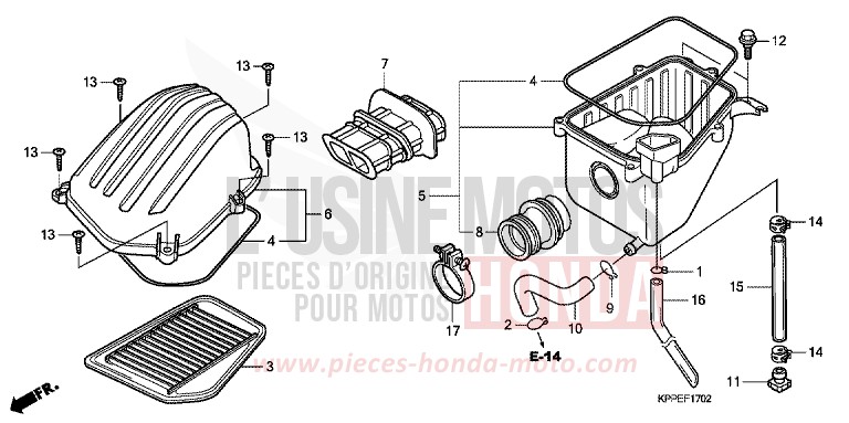 AIR CLEANER (CBR125RW7/RW9/RWA) for CBR125R ROSS WHITE (NH196B) from 2007