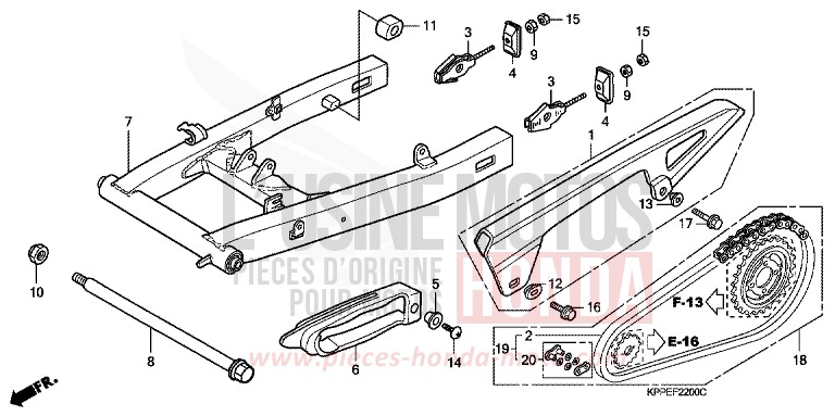 SWINGARM for CBR125R ROSS WHITE (NH196B) from 2007
