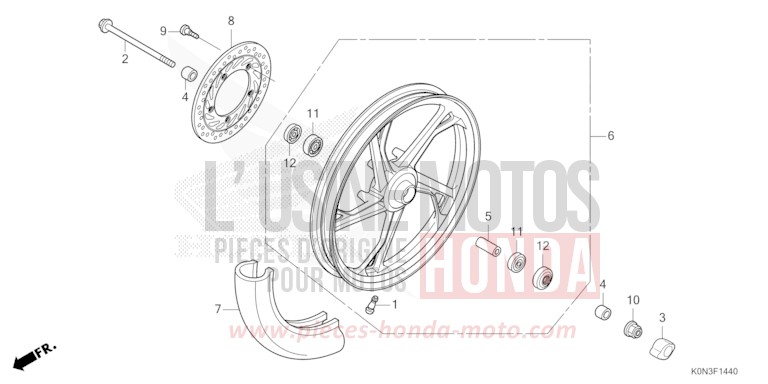 FRONT WHEEL for CBF125ME BLACK (NH1) from 2024