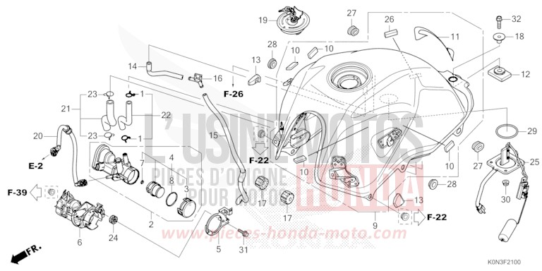 FUEL TANK/FUEL PUMP for CBF125ME IMPERIAL RED METALLIC (R355) from 2024