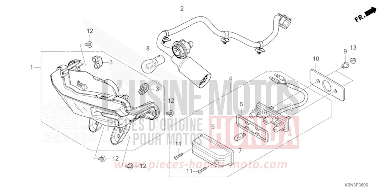 TAILLIGHT/LICENSE LIGHT for CBF125ME IMPERIAL RED METALLIC (R355) from 2024