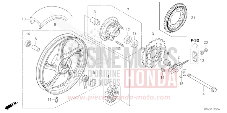 REAR WHEEL for CBF125ME MAT MARVEL BLUE METALLIC (B227) from 2024