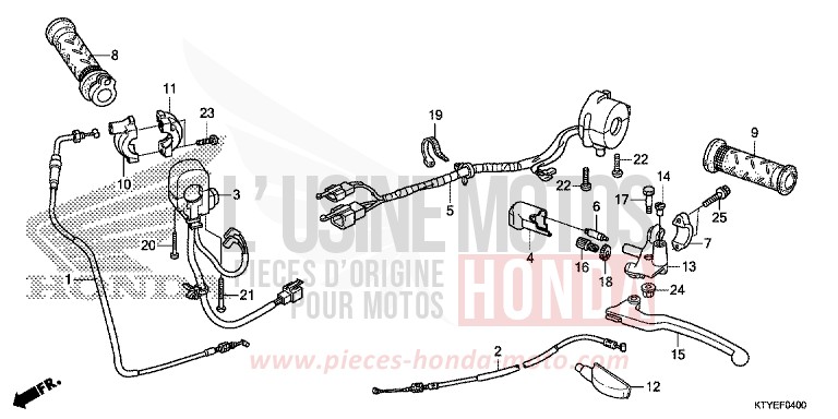 HANDLE LEVER/SWITCH/CABLE for CBR125R NITRIC ORANGE (YR271) from 2015