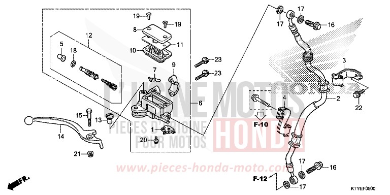 FRONT BRAKE MASTER CYLINDER for CBR125R NITRIC ORANGE (YR271) from 2015