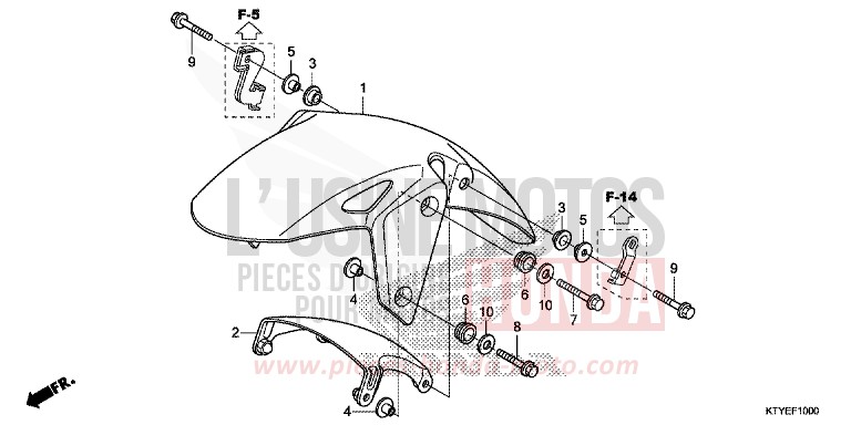 FRONT FENDER for CBR125R NITRIC ORANGE (YR271) from 2015