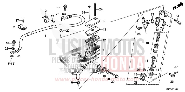 REAR BRAKE MASTER CYLINDER for CBR125R NITRIC ORANGE (YR271) from 2015