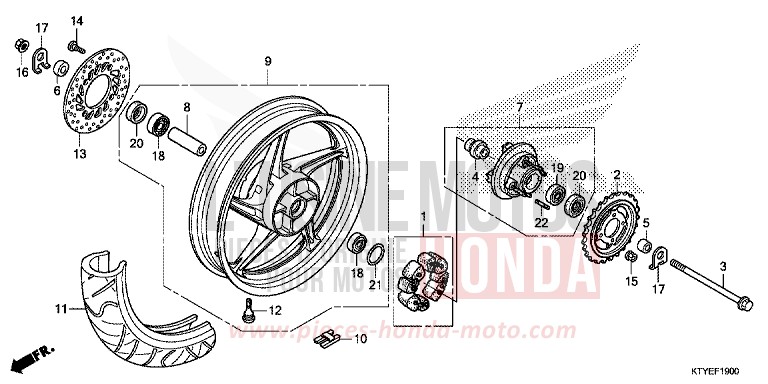 REAR WHEEL for CBR125R NITRIC ORANGE (YR271) from 2015