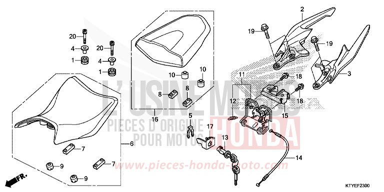 SEAT for CBR125R NITRIC ORANGE (YR271) from 2015
