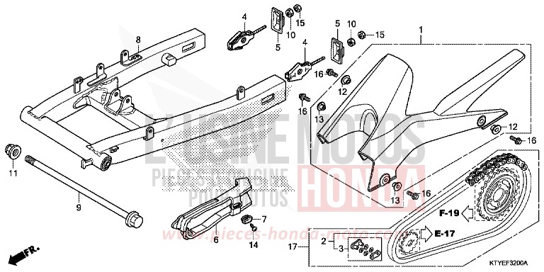 SWINGARM for CBR125R NITRIC ORANGE (YR271) from 2015