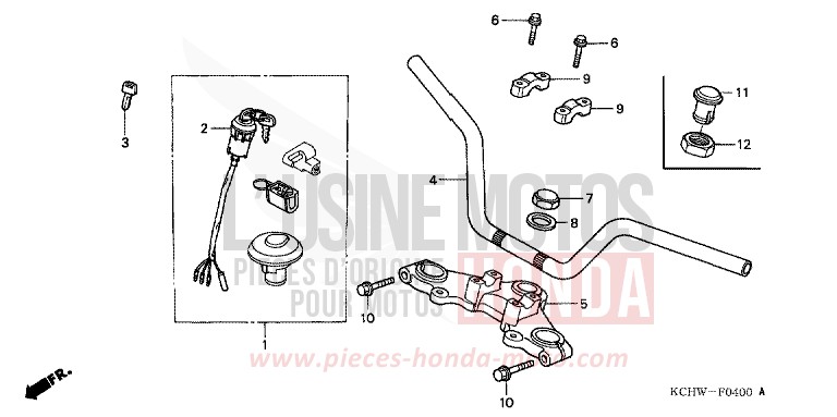 HANDLE PIPE/TOP BRIDGE for CG125 BLACK (NH1) from 2001