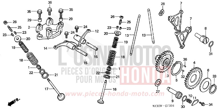 CAMSHAFT/VALVE (2) for CG125 MAGNA RED (R201) from 2001