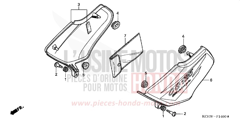 SIDE COVER for CG125 MAGNA RED (R201) from 2001