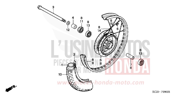 FRONT WHEEL (E/ED/F/G/SD/SW) for CM125C CANDY ORCHID RED (R132) from 1992