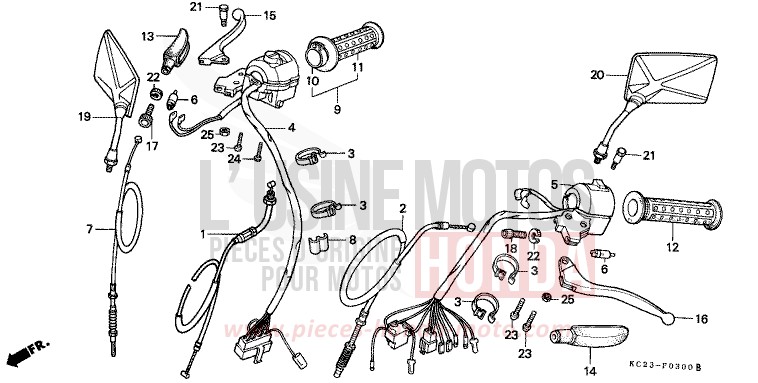 HANDLE LEVER/SWITCH/CABLE (E/ED/F/G/SD/SW) for CM125C KASHMIR BEIGE (YR169) from 1992