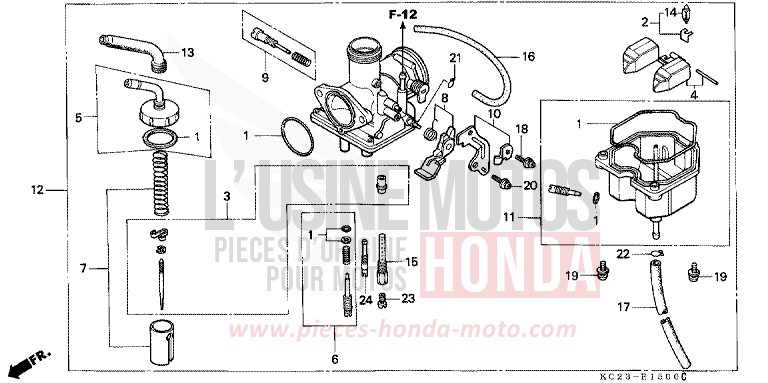 CARBURETOR for CM125C CANDY BOURGOGNE RED-U (R107) from 1993