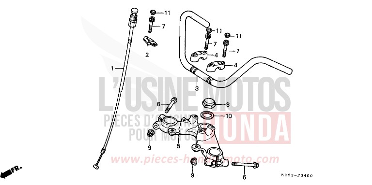 HANDLE PIPE/TOP BRIDGE for CM125C CANDY BOURGOGNE RED-U (R107) from 1993