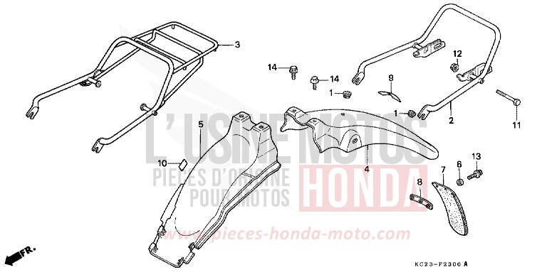 REAR FENDER for CM125C PURE BLACK (NH237) from 1993