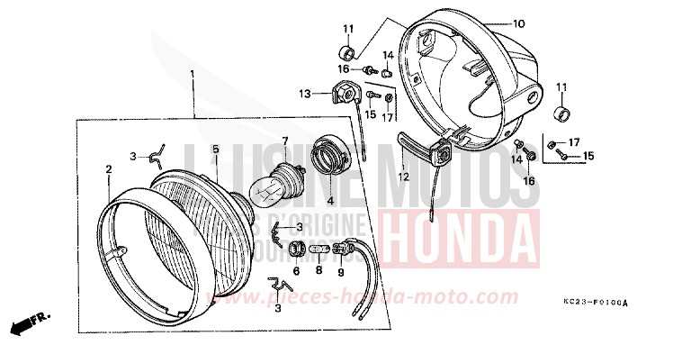 HEADLIGHT (E/ED/F/SD/SW) for CM125C BLACK (NH1) from 1994