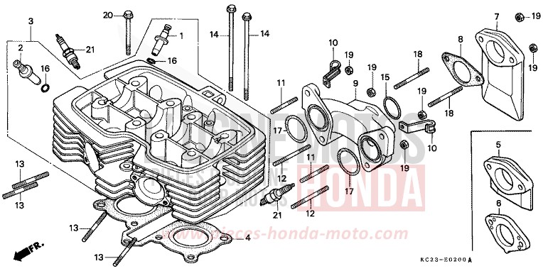 CYLINDER HEAD for CM125C CANDY BOURGOGNE RED-U (R107) from 1994