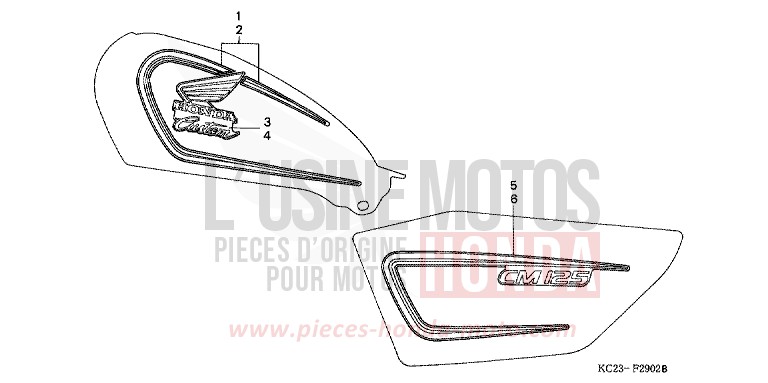 STRISCIA (3) per CM125C CANDY BOURGOGNE RED-U (R107) del 1994