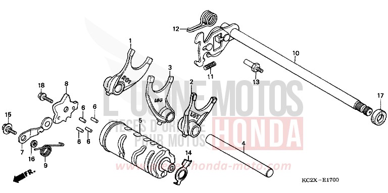 GEARSHIFT FORK/ GEARSHIFT DRUM for CM125C BLACK (NH1) from 1999