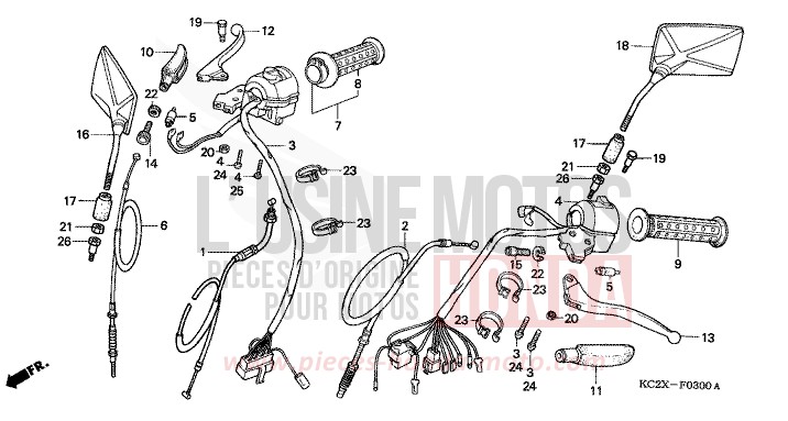 HANDLE/LEVER/CLUTCH/ CABLE for CM125C BLACK (NH1) from 1999