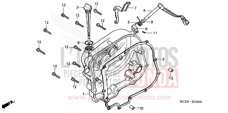 RIGHT CRANKCASE COVER for CM125C CANDY BOURGOGNE RED-U (R107) from 1999