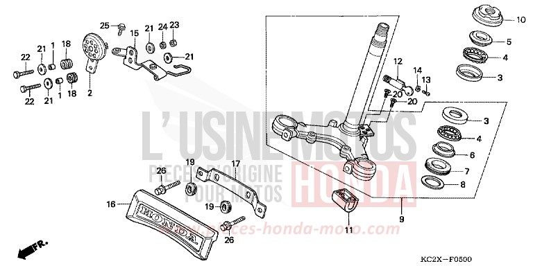 STEERING STEM for CM125C CANDY BOURGOGNE RED-U (R107) from 1999