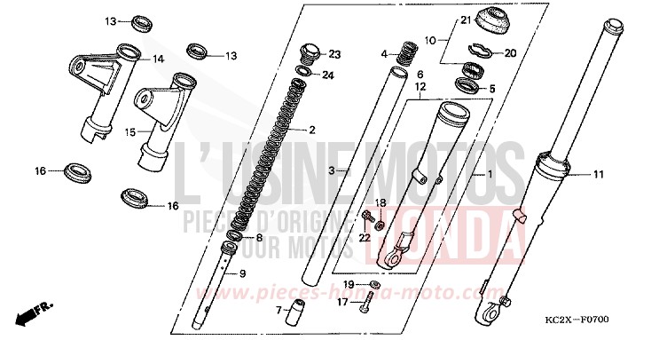 FRONT FORK for CM125C CANDY BOURGOGNE RED-U (R107) from 1999