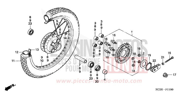 REAR WHEEL for CM125C CANDY BOURGOGNE RED-U (R107) from 1999