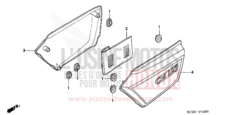SIDE COVER for CM125C CANDY BOURGOGNE RED-U (R107) from 1999
