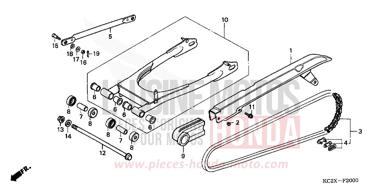 SWINGARM for CM125C CANDY BOURGOGNE RED-U (R107) from 1999
