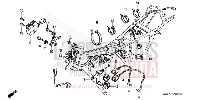 WIRE HARNESS/IGNITION COIL for CM125C CANDY BOURGOGNE RED-U (R107) from 1999
