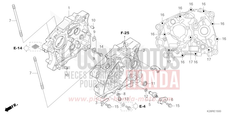 CRANKCASE for CRF125F EXTREME RED (R292) from 2025