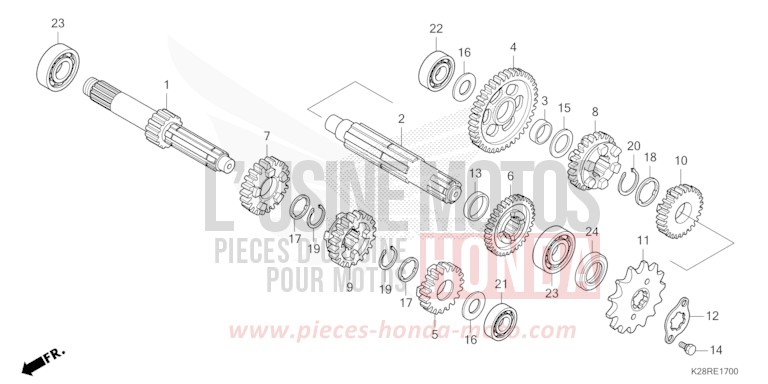 TRANSMISSION for CRF125F EXTREME RED (R292) from 2025