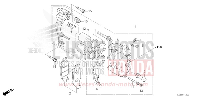 FRONT BRAKE CALIPER for CRF125F EXTREME RED (R292) from 2025