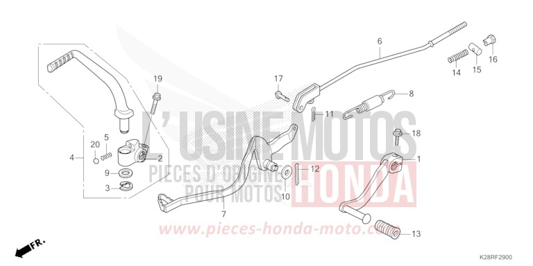 PEDAL for CRF125F EXTREME RED (R292) from 2025